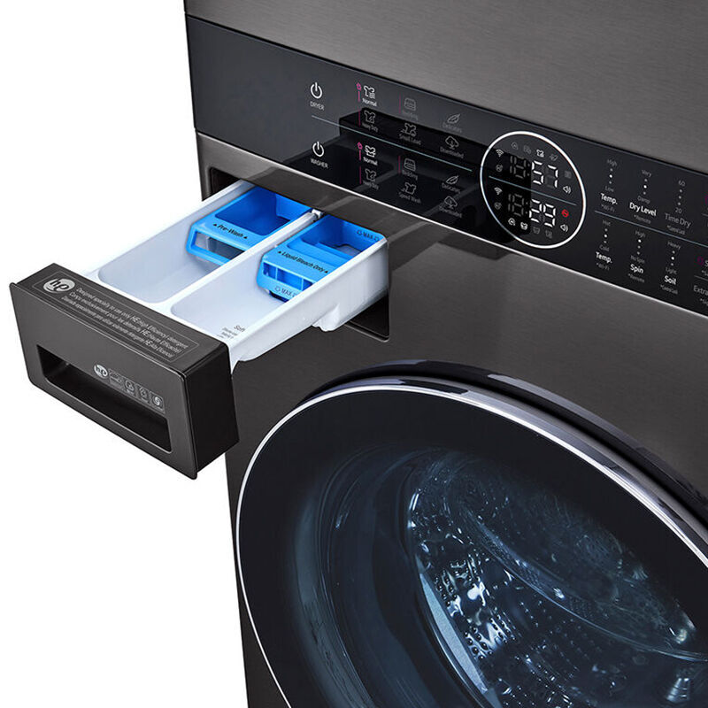 LG 27 in. WashTower with 4.5 cu. ft. Washer with 10 Wash Programs & 7.4 cu. ft. Electric Dryer with 9 Dryer Programs, Sensor Dry & Wrinkle Care - Black Steel, Black Steel, hires