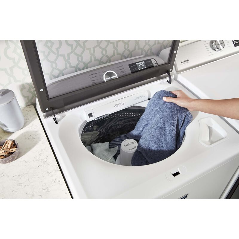 Maytag 27 in. 7.4 cu. ft. Smart Electric Dryer with Extra Power Button, Sensor Dry, Sanitize & Steam Cycle - White, White, hires