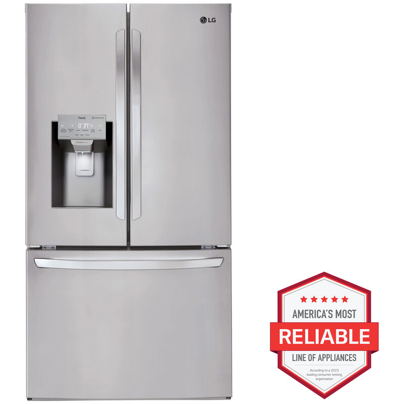 LG 36 in. 26.2 cu. ft. Smart French Door Refrigerator with External Ice & Water Dispenser - PrintProof Stainless Steel, PrintProof Stainless Steel, hires