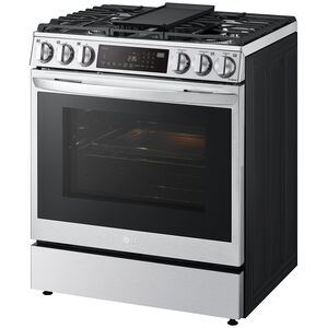 LG InstaView 30 in. 6.3 cu. ft. Smart Air Fry True European Convection Slide-In Dual Fuel Range with 5 Sealed Burners & Griddle - PrintProof Stainless Steel, PrintProof Stainless Steel, hires