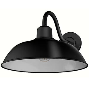 Hunter Mill Valley Rustic Modern Metal Dome Outdoor Medium Wall Light-Matte Black, , hires