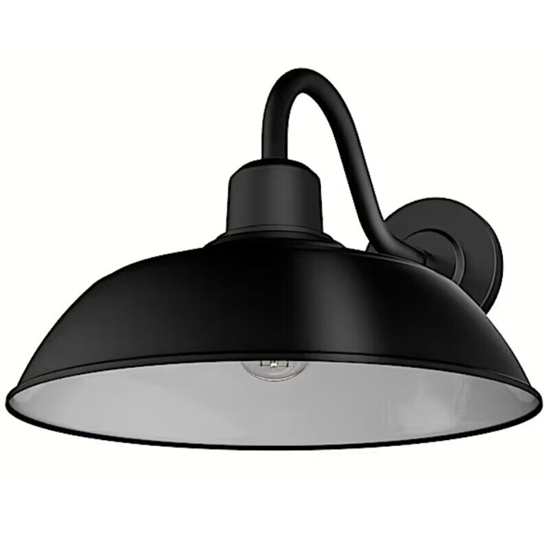 Hunter Mill Valley Rustic Modern Metal Dome Outdoor Medium Wall Light-Matte Black, , hires