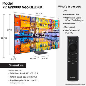 Samsung - 75" Class QN900D Series Neo QLED 8K UHD Smart Tizen TV, , hires