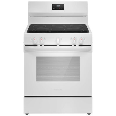 Frigidaire 30 in. 5.3 cu. ft. Oven Freestanding Electric Range with 5 Smoothtop Burners - White | FCRE3052BW