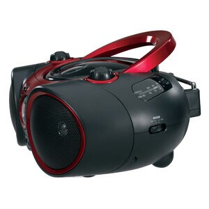 Jensen Portable AM/FM Stereo Boombox with CD Player & Aux Input - Red/Black, , hires