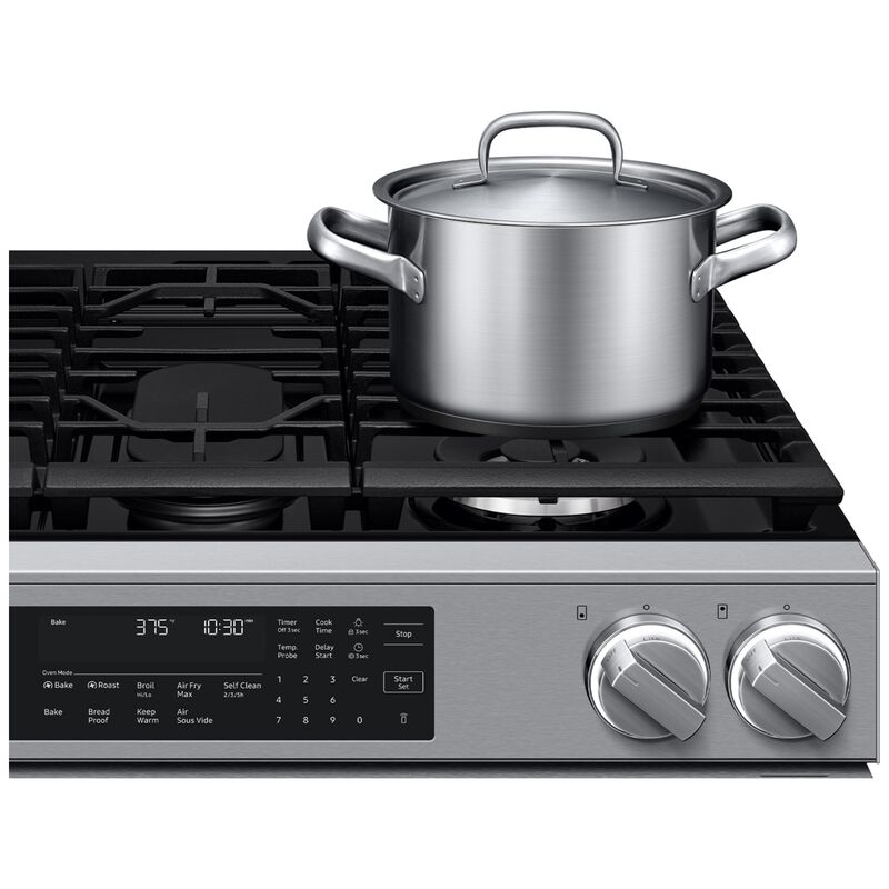 Samsung Bespoke 30 in. 6.0 cu. ft. Smart Air-Fry True European Convection Slide-In Gas Range with 5 Sealed Burners & Griddle - Stainless Steel, Stainless Steel, hires