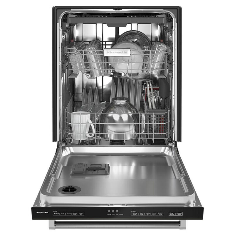KitchenAid 24 in. Built-In Dishwasher with Top Control, 39 dBA Sound Level, 13 Place Settings, 5 Wash Cycles & Sanitize Cycle - Black Stainless, Black Stainless, hires