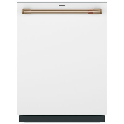 Cafe 24 in. Smart Built-In Dishwasher with Top Control, 39 dBA Sound Level, 16 Place Settings, 6 Wash Cycles & Sanitize Cycle - Matte White | CDT888P4VW2