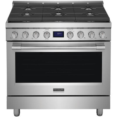 Frigidaire Professional 36 in. 4.4 cu. ft. Convection Oven Freestanding Gas Range with 6 Sealed Burners - Smudge-Proof Stainless Steel | PCFG3670AF