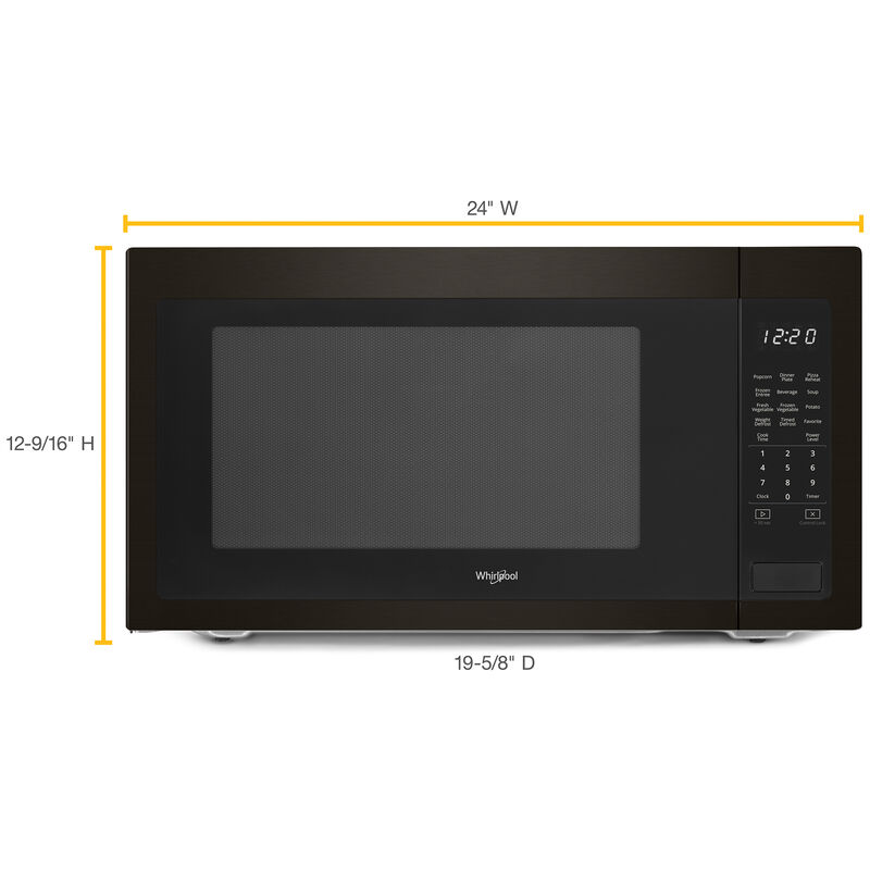 Whirlpool 24 in. 2.2 cu.ft Countertop Microwave with 10 Power Levels & Sensor Cooking Controls - Black Stainless, Black Stainless, hires