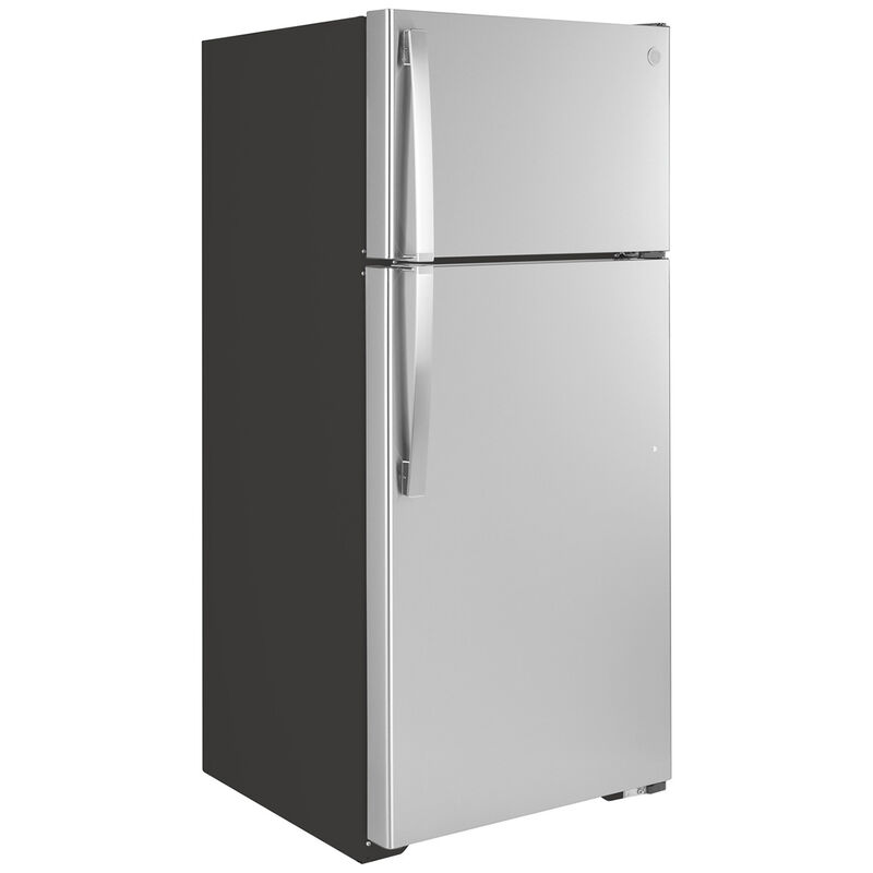 GE 28 in. 16.6 cu. ft. Top Freezer Refrigerator with Ice Maker - Stainless Steel, , hires