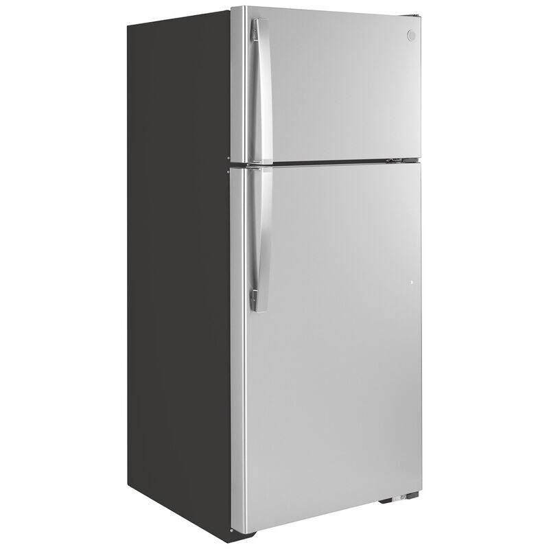 GE 28 in. 16.6 cu. ft. Top Freezer Refrigerator with Ice Maker Stainless Steel P.C. Richard