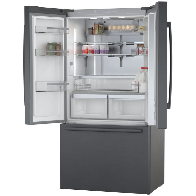 Bosch 800 Series 36 in. 20.8 cu. ft. Smart Counter Depth French Door Refrigerator with Internal Water Dispenser - Black Stainless, Black Stainless, hires