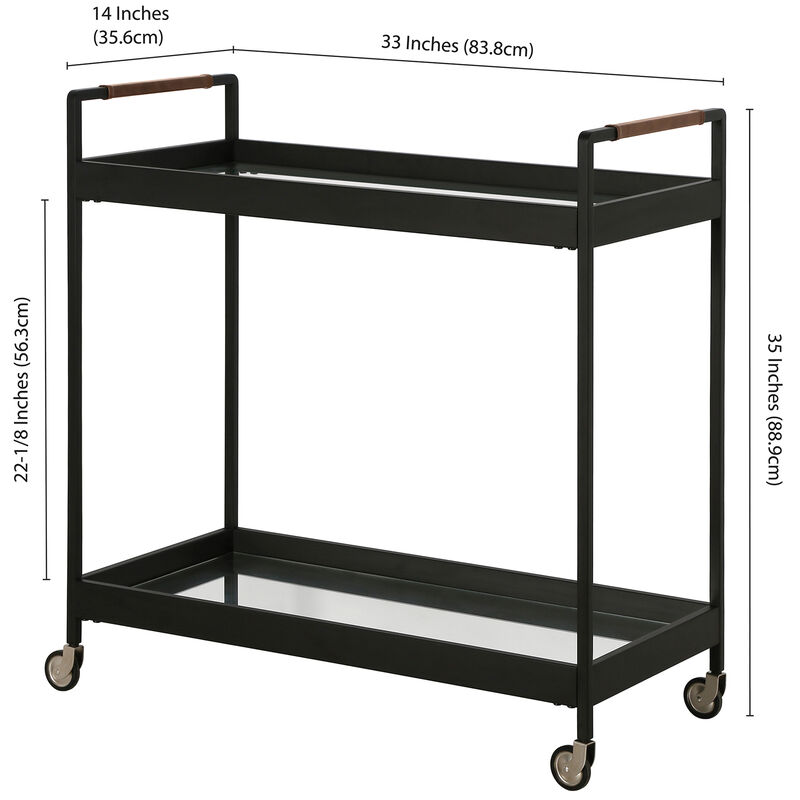 Hudson & Canal Riyo 33" Wide Rectangular Bar Cart - Blackened Bronze, , hires