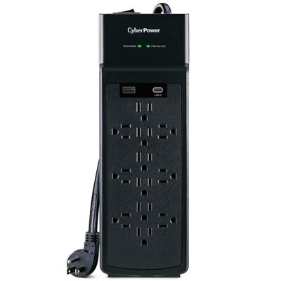 CyberPower P1208UC15BK Surge Protector - Black | P1208UC15BK