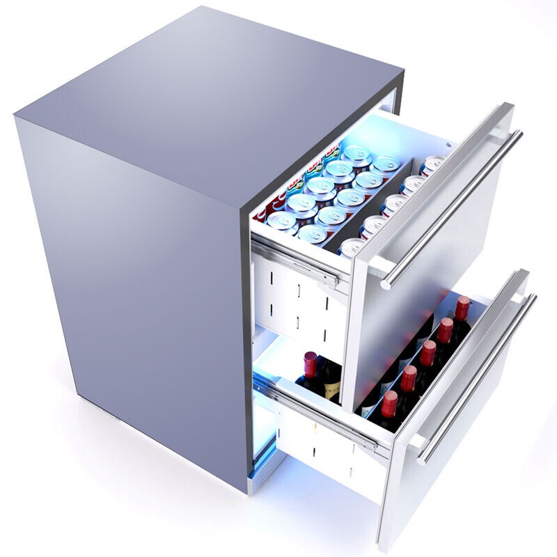 XO 24 in. 5.2 cu. ft. Outdoor Double Refrigerator Drawers - Stainless Steel, , hires