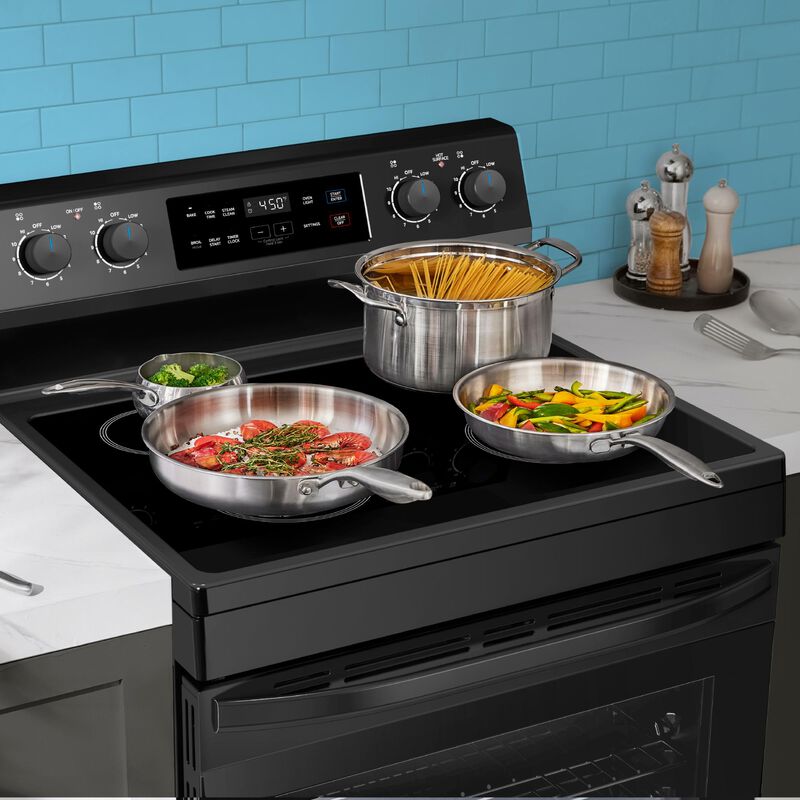 Midea 30 in. 6.3 cu. ft. Electric Range with Radiant Burners - Black, Black, hires
