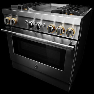 JennAir Rise Series 36 in. 5.1 cu. ft. Smart True European Convection Dual Fuel Range with 4 Sealed Burners & Griddle - Stainless Steel, , hires