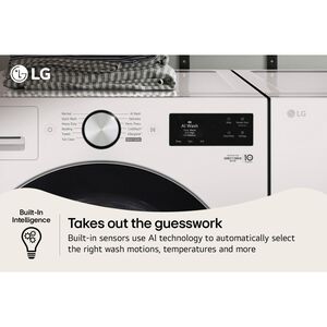 LG 27 in. 5.0 cu. ft. Smart Stackable Front Load Washer with TurboWash 360, AI DD Built-In Intelligence, Sanitize & Steam Cycle - Alpine White, , hires