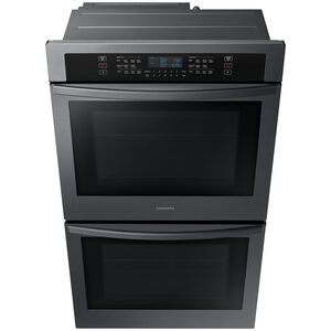 Samsung 30 in. 10.2 cu. ft. Smart Top Control Electric Double Wall Oven - Fingerprint Resistant Black Stainless Steel, Black Stainless, hires