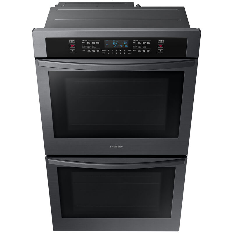 Samsung 30 in. 10.2 cu. ft. Smart Top Control Electric Double Wall Oven - Fingerprint Resistant Black Stainless Steel, Black Stainless, hires