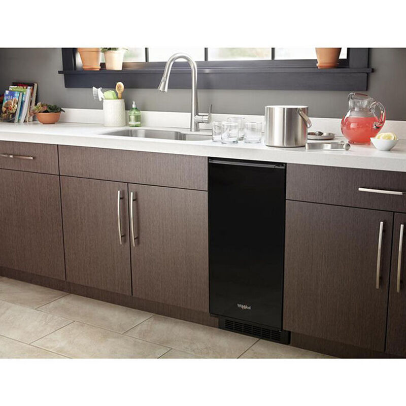 Whirlpool 15 in. Ice Maker with 25 Lbs. Ice Storage Capacity Self Cleaning Cycle Clear Ice Technology Digital Control Black P.C. Richard Son