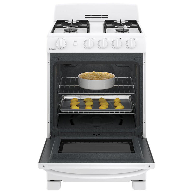Hotpoint 24 in. 2.9 cu. ft. Oven Freestanding Gas Range with 4 Sealed Burners - White, , hires