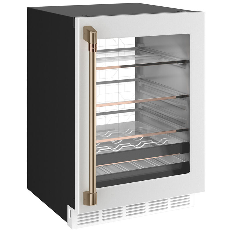 Cafe 24 in. 5.1 cu. ft. Built-In/Freestanding Beverage Center with Pull-Out Shelves & Digital Control - Matte White, Matte White, hires