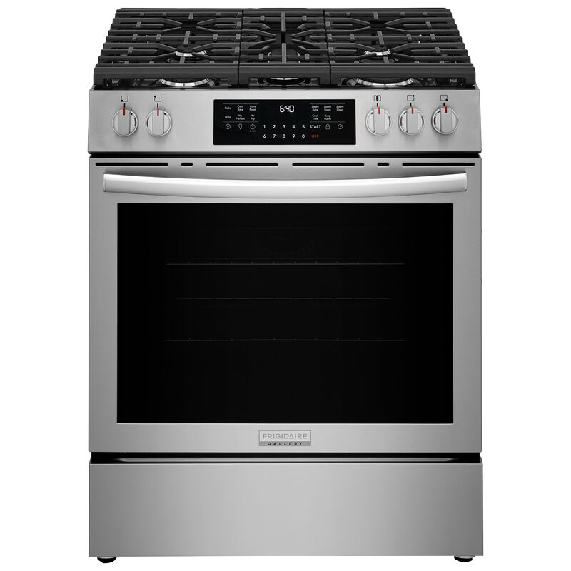 Frigidaire Gallery 30 in. 5.1 cu. ft. Air-Fry True European Convection Steam Gas Range with 5 Sealed Burners - Stainless Steel, , hires