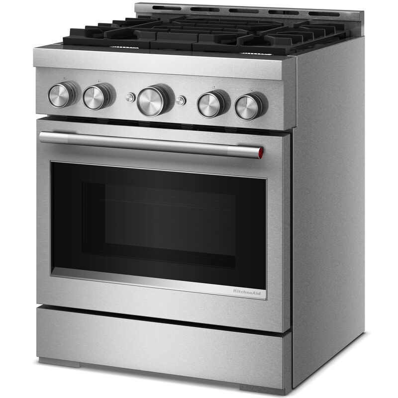 KitchenAid Commercial-Style 30 in. 4.1 cu. ft. Air-Fry True European Convection Gas Range with 4 Sealed Burners - Stainless Steel, , hires