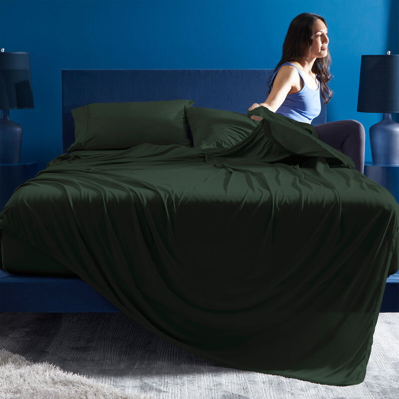 BEDGEAR Dri-Tec Queen Size Sheet Set (Ideal for Adj. Bases) - Forest Green, , hires