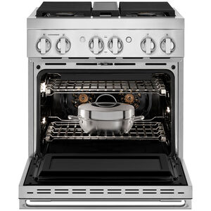 JennAir Noir Series 30 in. 4.1 cu. ft. Smart True European Convection Gas Range with 4 Sealed Burners - Stainless Steel, , hires