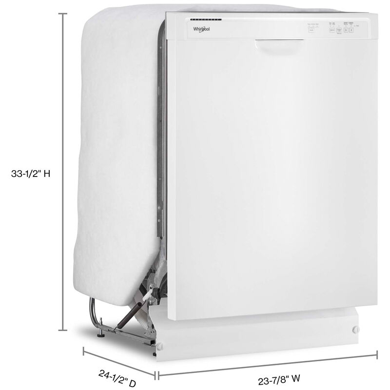 Whirlpool 24 in. Front Control Dishwasher with 59 dBa Sound Level & Pocket - White, White, hires