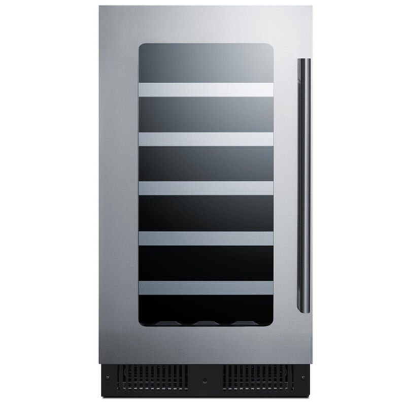 Summit Classic Collection 18 in. Undercounter Wine Cooler with Wood Racks, Single Temperature Zone & 29 Bottle Capacity - Stainless Steel, , hires