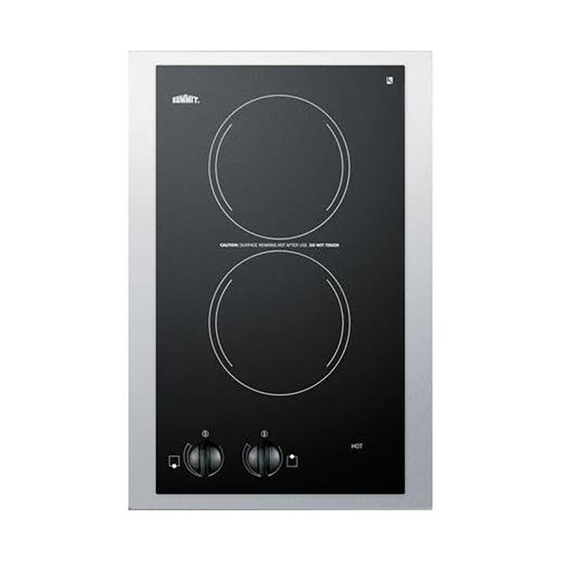 Summit 15 in. 2-Burner Electric Cooktop with Knob Controls - Black, , hires
