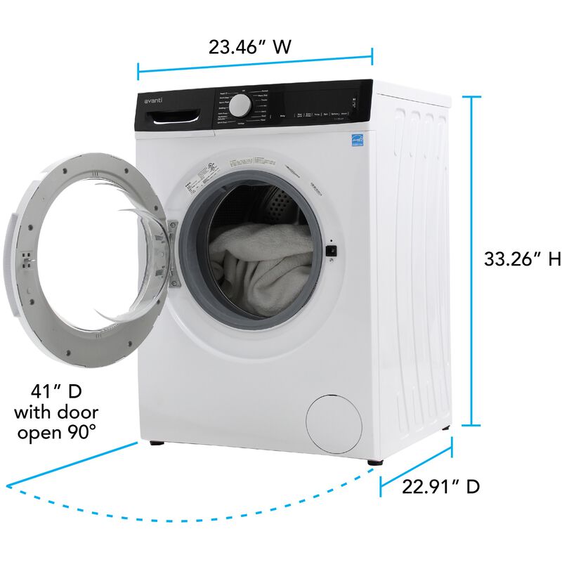 Avanti 24 in. 2.2 cu. ft. Stackable Front Load Washer with Sanitize & Steam Cycle - White, , hires