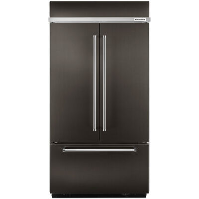 KitchenAid 42 in. Built-In 24.2 cu. ft. Counter Depth French Door Refrigerator - Black Stainless | KBFN502EBS