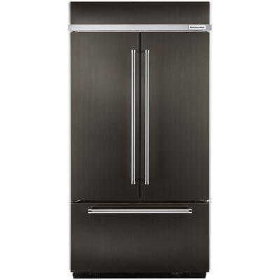 KitchenAid 42 in. 24.2 cu. ft. Built-In Counter Depth French Door Refrigerator with Ice Maker - Black Stainless Steel with PrintShield Finish | KBFN502EBS