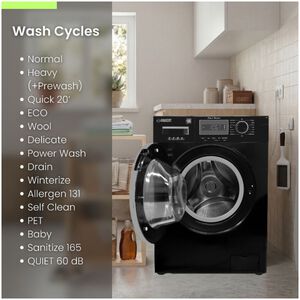 Equator Compact 24 in. 1.57 cu. ft. Stackable Front Load Washer with Pet & Sanitize Cycle - Black, , hires
