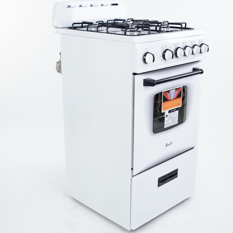 Avanti 20 in. 2.1 cu. ft. Oven Freestanding Gas Range with 4 Sealed Burners - White, , hires