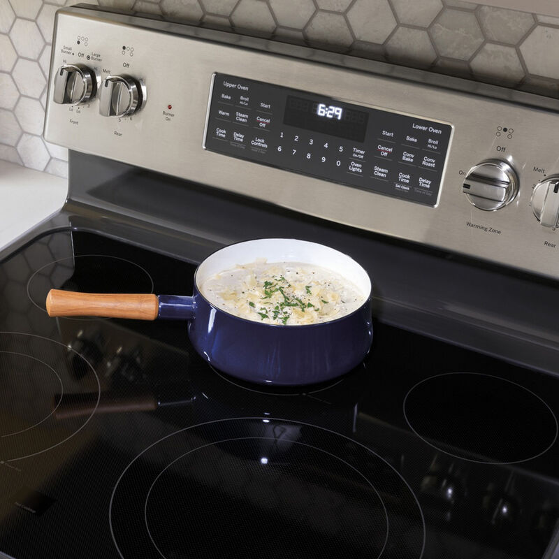 GE 30 in. 6.6 cu. ft. Air Fry Standard Convection Double Oven Electric Range with Smoothtop Burners - Stainless Steel, Stainless Steel, hires