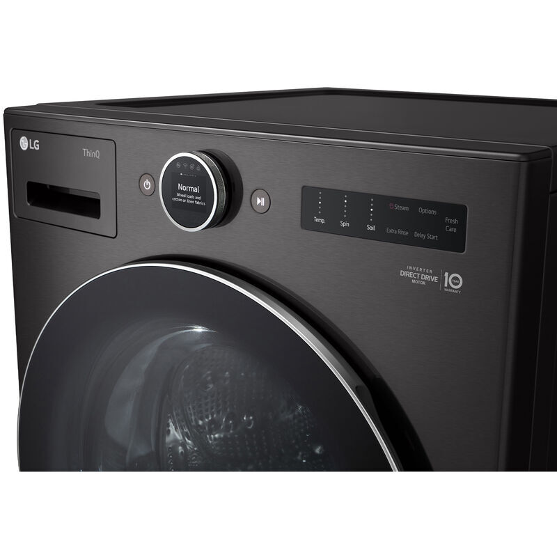 LG 27 in. 5.0 cu. ft. Front Loading Smart Washer with 25 Wash Programs, 19 Wash Options, Sanitize Cycle, Steam Wash & Self Clean - Black Steel, , hires