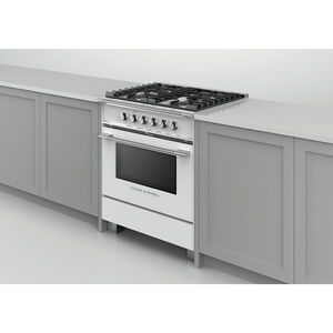 Fisher & Paykel Series 7 30 in. 3.5 cu. ft. Standard Convection Gas Range with 4 Sealed Burners - White, , hires