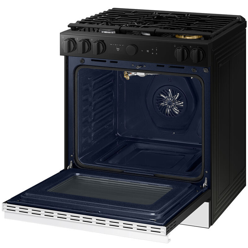 Samsung Bespoke 30 in. 6 cu. ft. Smart Air Fry True European Convection Slide-In Gas Range with 5 Sealed Burners & Griddle - White Glass, White Glass, hires