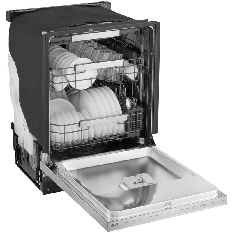 LG 24 in. Top Control Flush-Mount Smart Dishwasher with 44 dBA Sound Level, 3rd-Rack, AutoVent Dry, Dynamic Heat Dry & Pocket Handle - PrintProof Stainless Steel, , hires