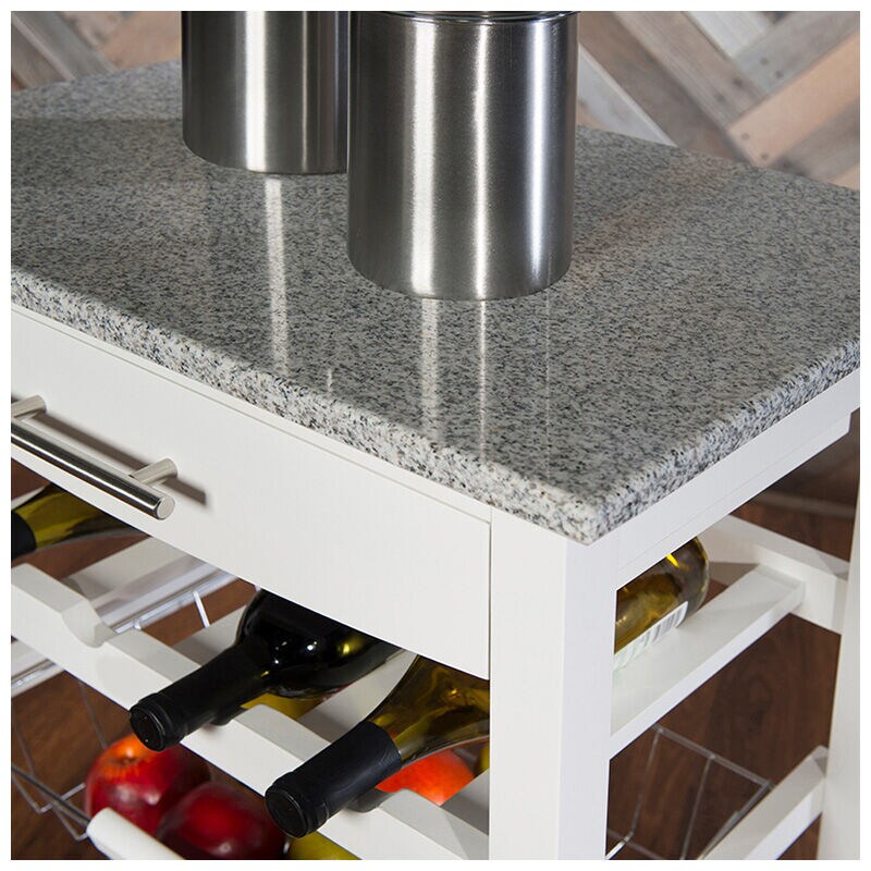 Cullen Kitchen Cart with Granite Top-White, , hires