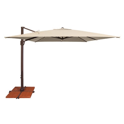 SimplyShade Bali Pro 10' Square Cantilever Umbrella in Solefin Fabric with Built-In StarLights - Antique Beige | SSAD45SLA542