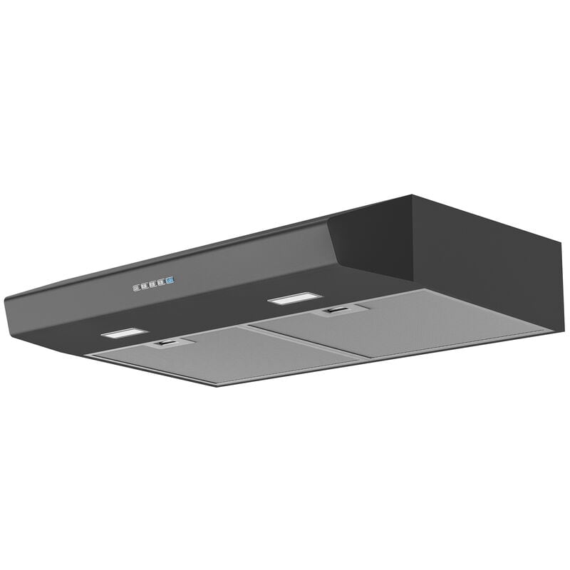 Zephyr Breeze II 30 in. Convertible Standard Style Range Hood with 400 CFM, 3 Fan Speeds & 2 LED Lights - Black Stainless, Black Stainless, hires