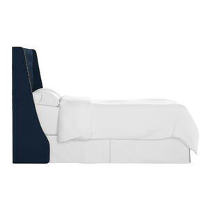 Skyline King Nail Button Tufted Wingback Headboard in Velvet - Ink, Blue, hires