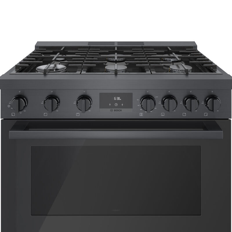 Bosch 800 Series 36 in. 3.4 cu. ft. Standard Convection Gas Range with 6 Sealed Burners - Black Stainless Steel, , hires